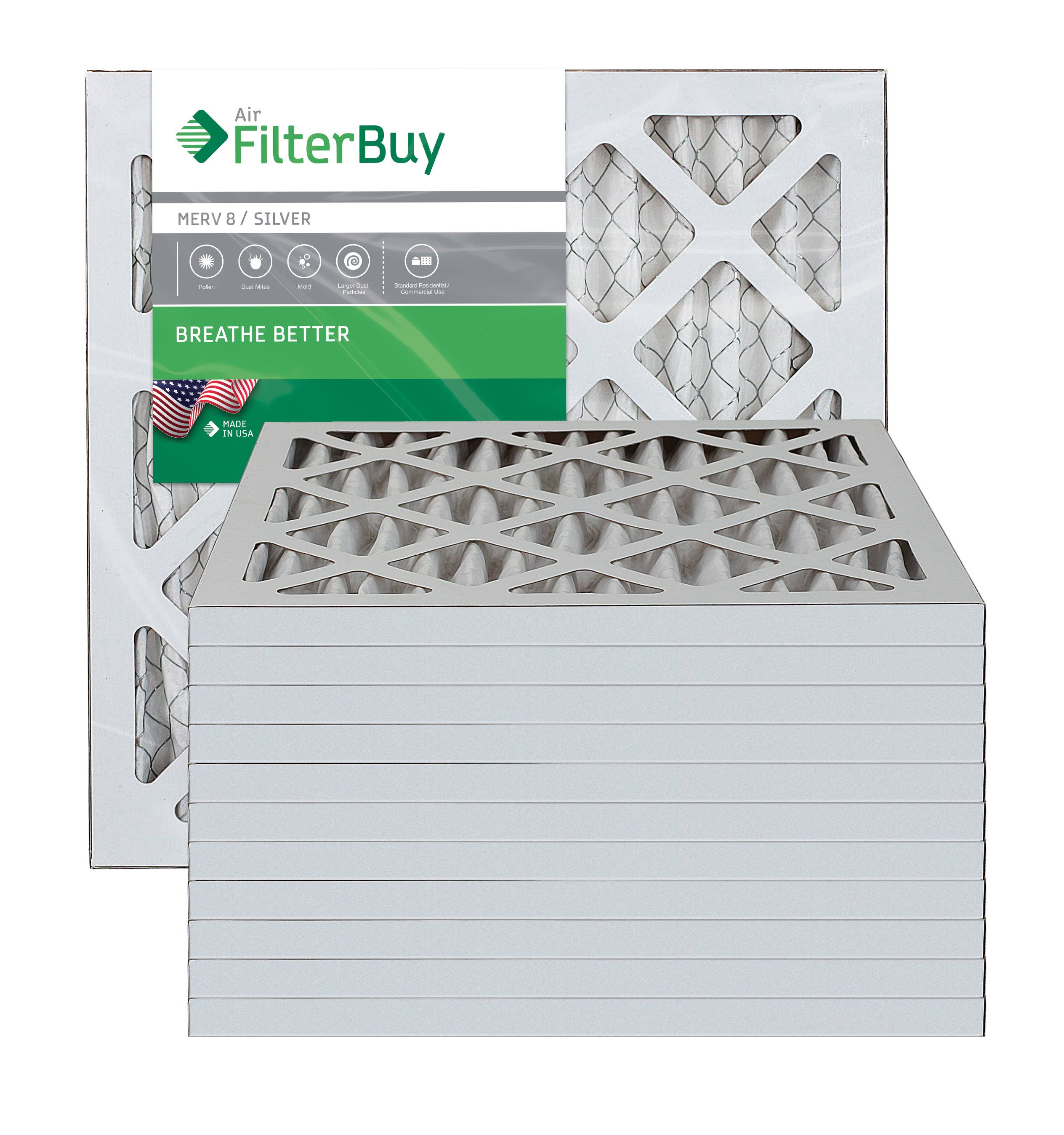 AFB Silver MERV 8 12x15x1 Pleated AC Furnace Air Filter. Pack of 12 Filters. 100% produced in The USA.