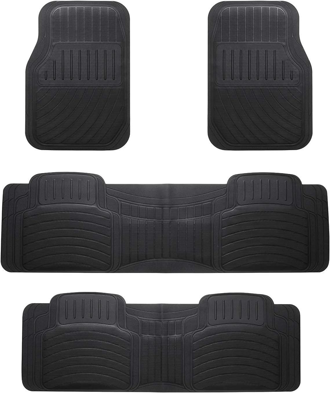 Packy Poda Rubber Car Mats 4 pcs 7 Seater Car Floor Mats Rubber Front and Rear PVC Rubber for Cars SUV Van Truck &ndash; All-Weather Protection Mats &ndash; Heavy-Duty Mats with Trimmable Design