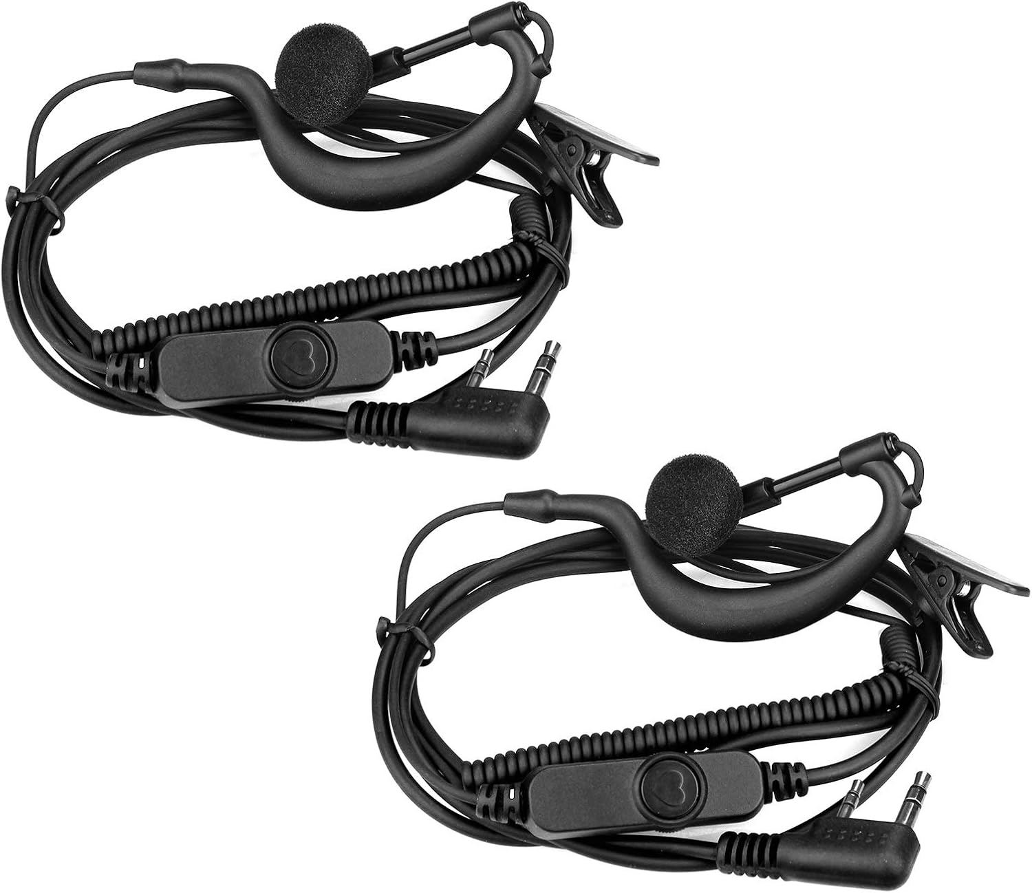 Retevis RT19 Volume Adjustable Earhook Earpiece for Walkie Talkie, Compatible with Retevis RT22 RT21 H-777 RT68 RT22S H-777S pxton Arcshell Two Way Radio, Walkie Talkie Earpiece with Mic 2 Pin(2 Pack)