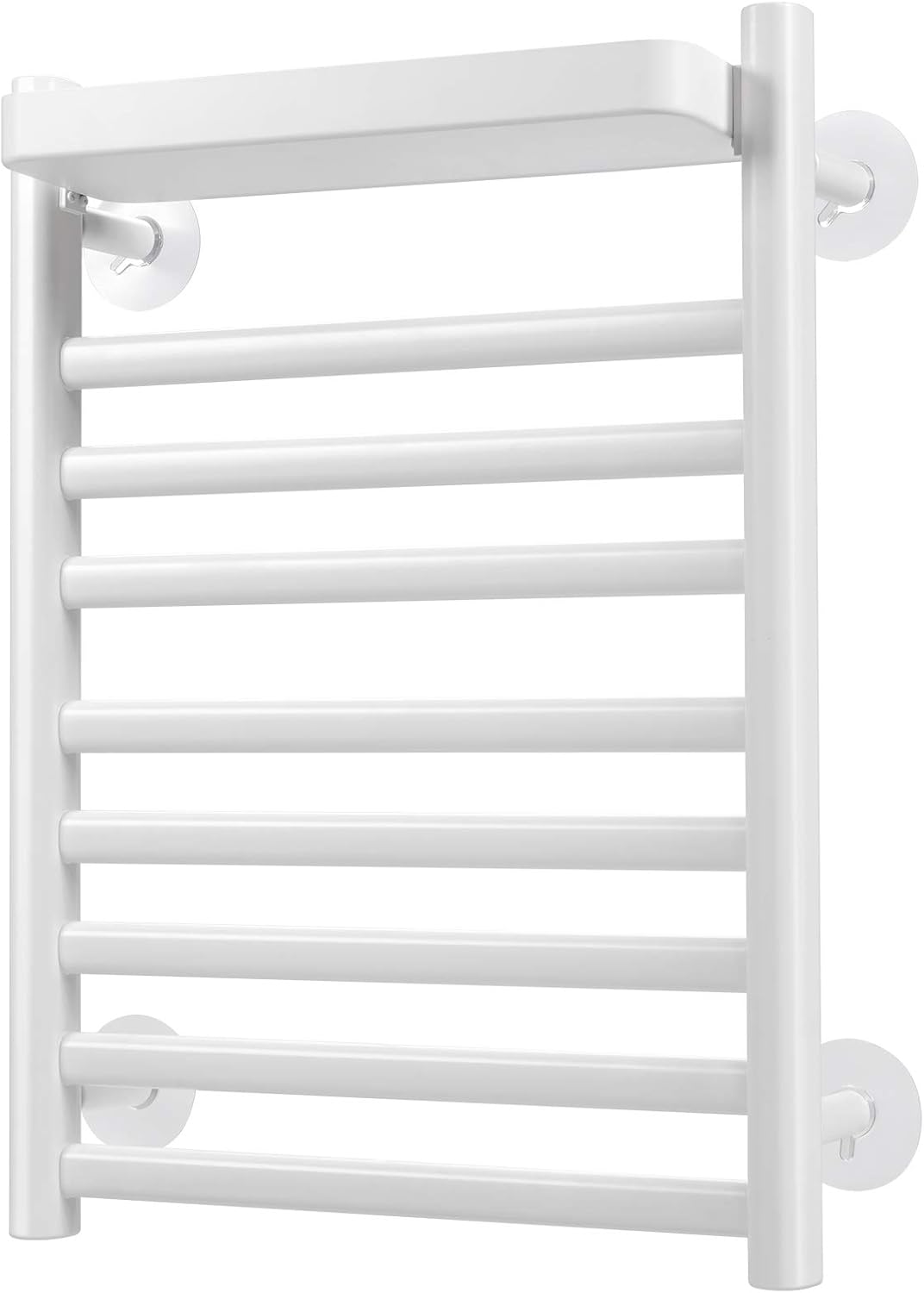 Tangkula Towel Warmer, 8 Bars 110W Wall Mounted Electric Heated Towel Rack with Top Tray, Aluminum Alloy Plug-in Electric Towel Heater Rack for Home Bathroom (White) Pack of 2