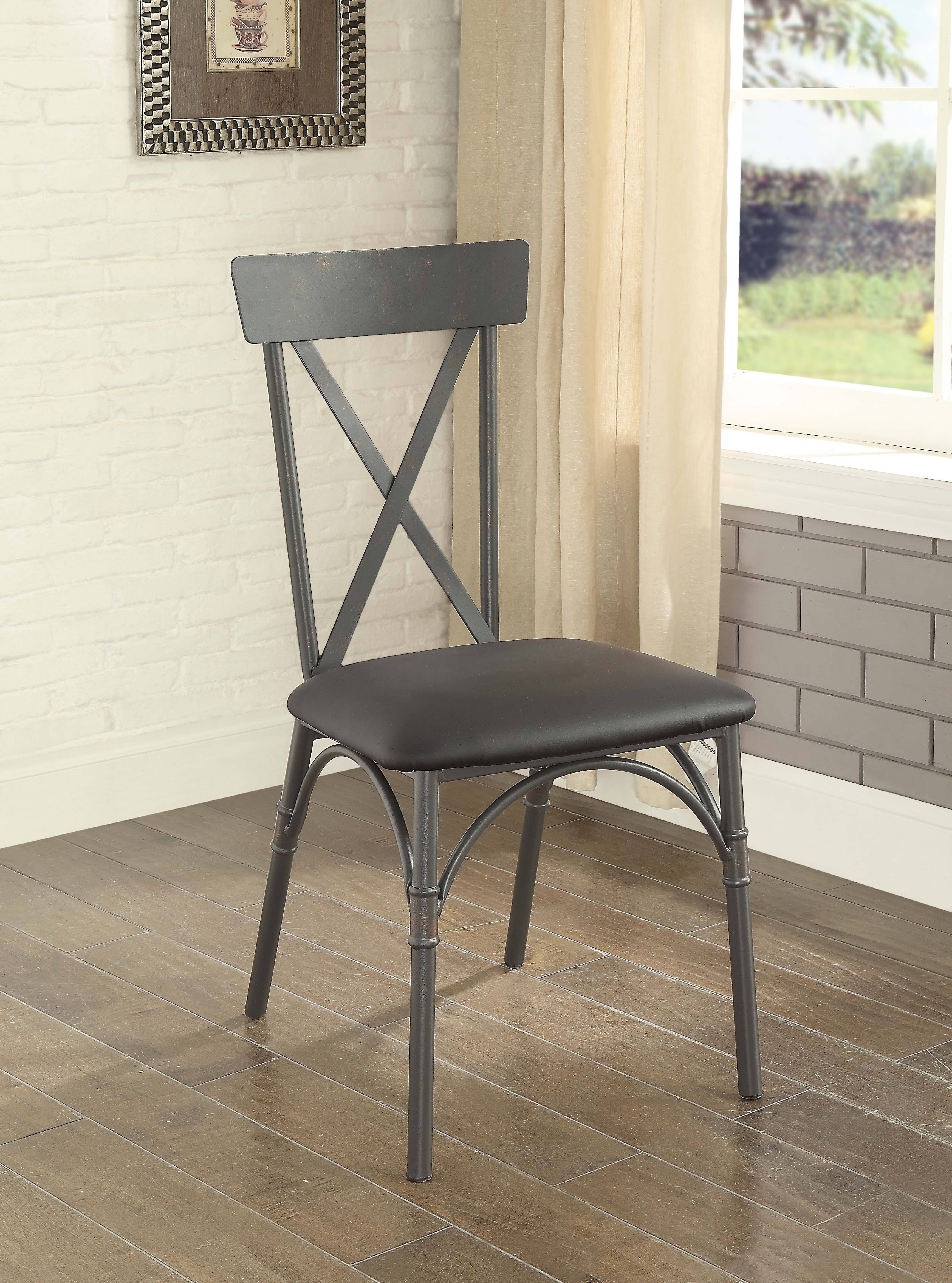 Acme 72082 Itzel Side Chair - Black PU u0026 Sandy Gray Set of 2