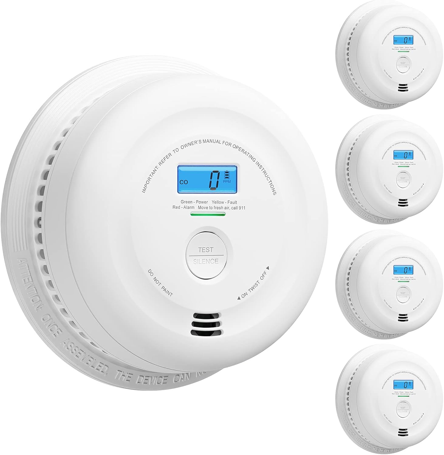 X-Sense 10-Year Battery Smoke and Carbon Monoxide Detector with LCD Display, Dual Sensor Smoke and CO Alarm Complies with UL 217 & UL 2034 Standards, Auto-Check, SC08, Pack of 5