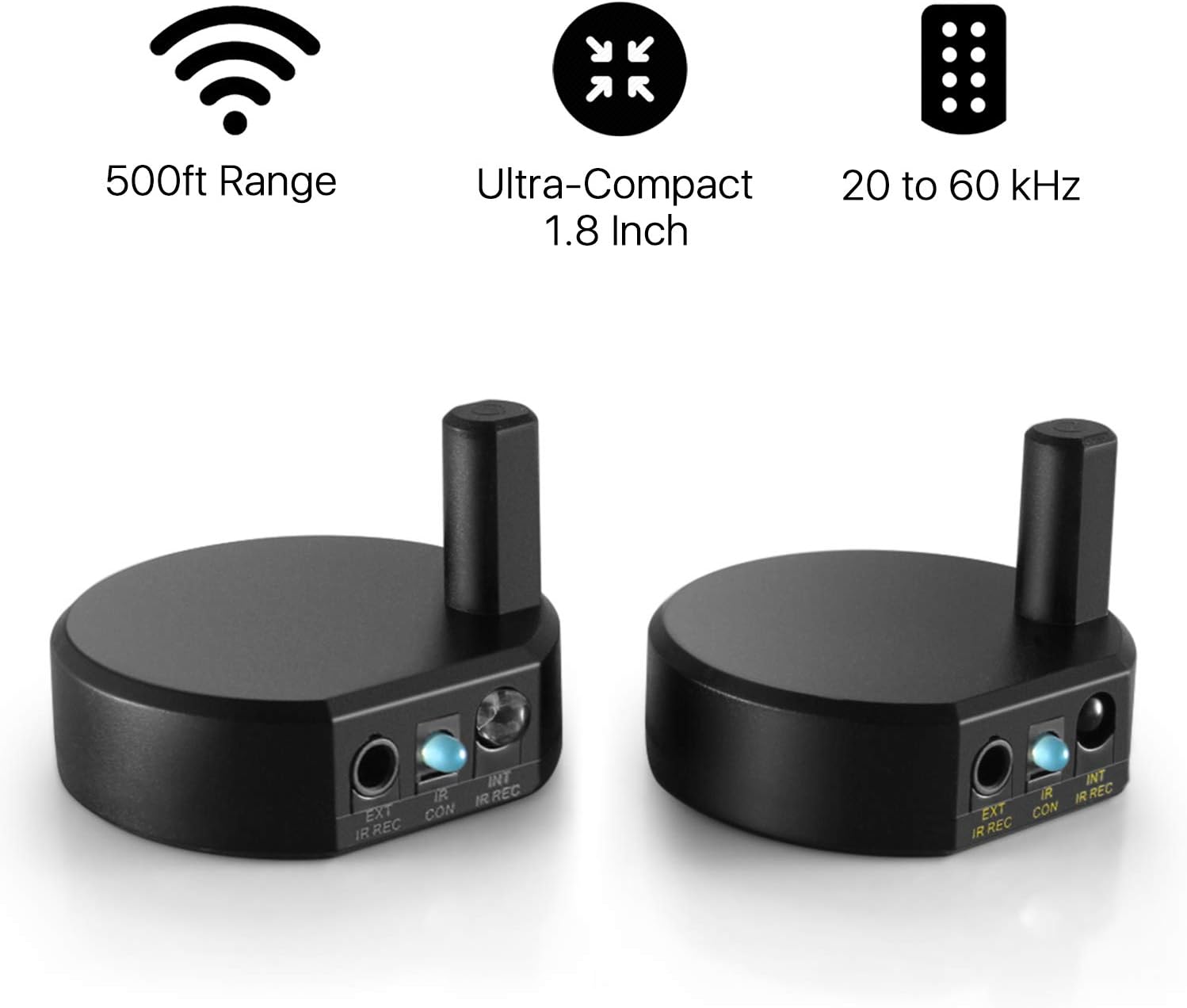 TNP Wireless IR Extender Repeater - Universal Remote Control Infrared IR Transmitter and Receiver with 2 Head Eye IR Blaster Emitter Booster Cable Supports Long Range 500FT+ Pack of 2