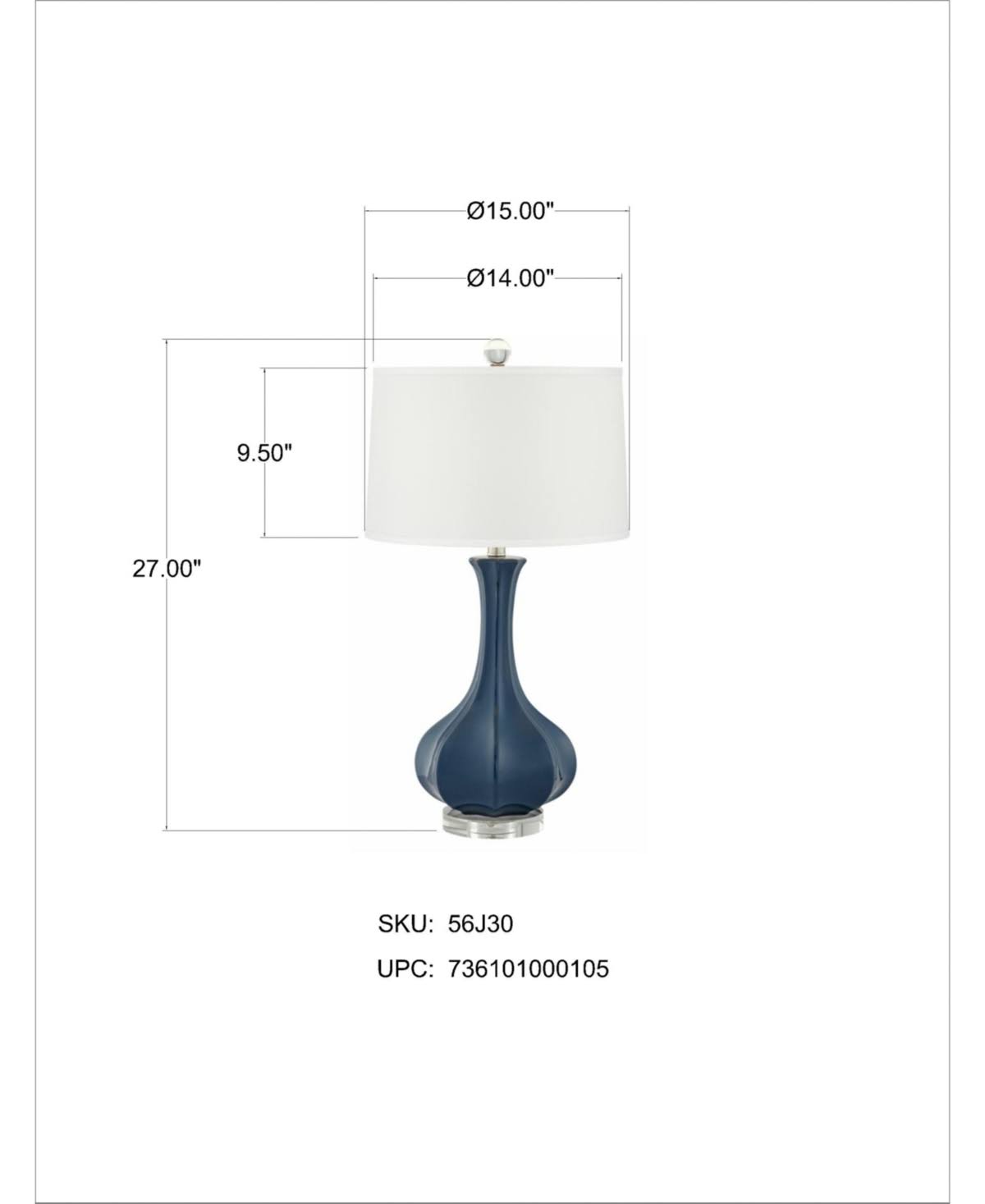 Pacific Coast Bluesteel Table Lamp - Regatta Blue - 56J30