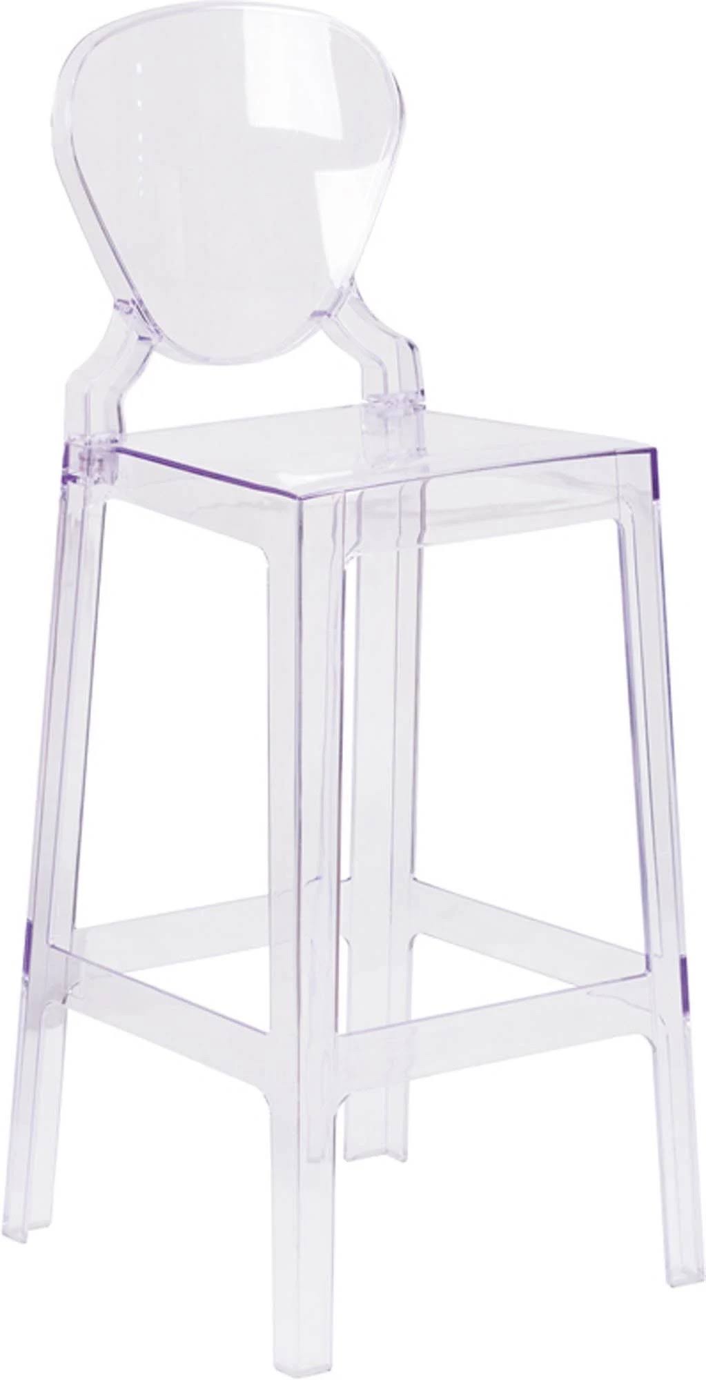 Flash Furniture Ghost Barstool in Transparent Crystal with Tear Back