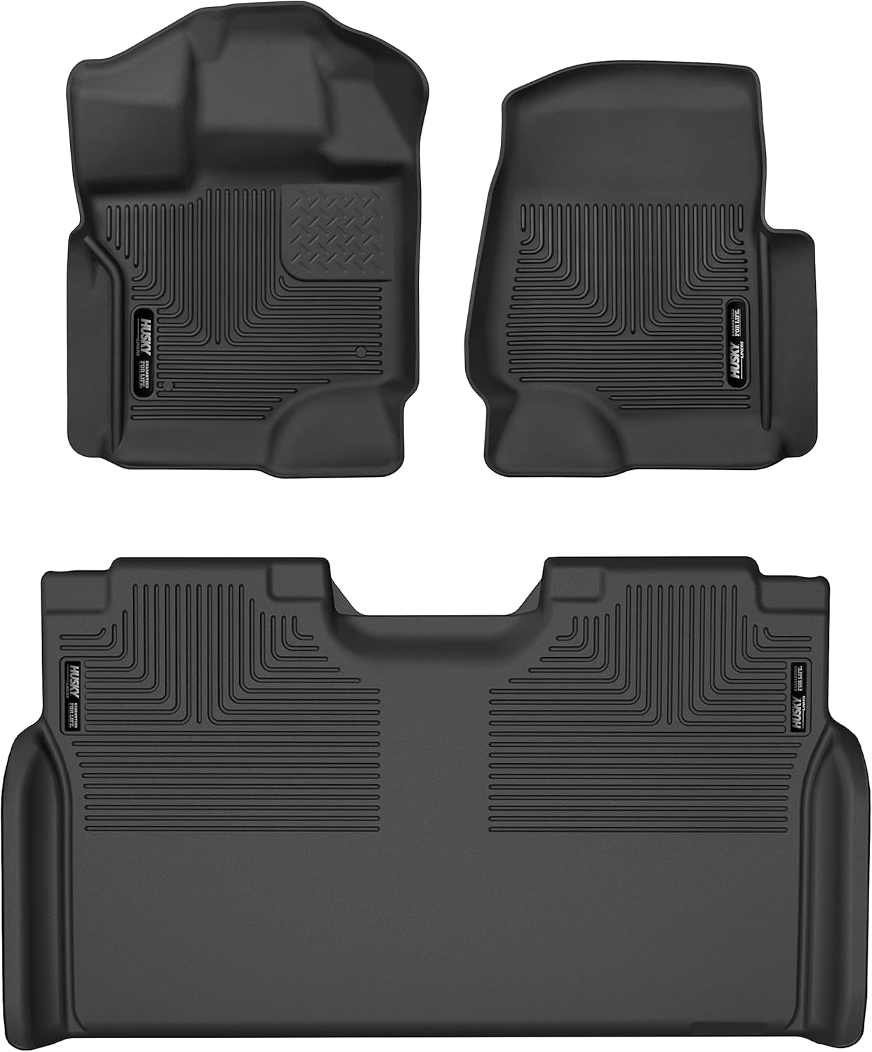 Husky Liners Weatherbeater Series | Front & 2nd Seat Floor Liners - Black | 94041 | Fits 2015-2022 Ford F-150 SuperCrew Cab w/o Fold Flat Storage 3 Pcs