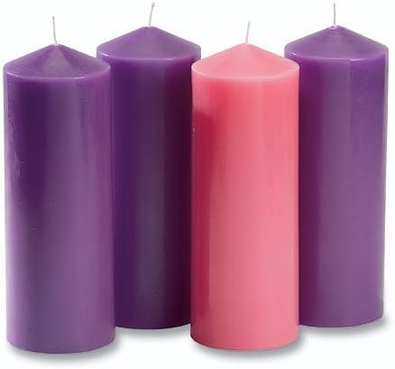 Purple Advent Pillar Candle Set Pack of 2