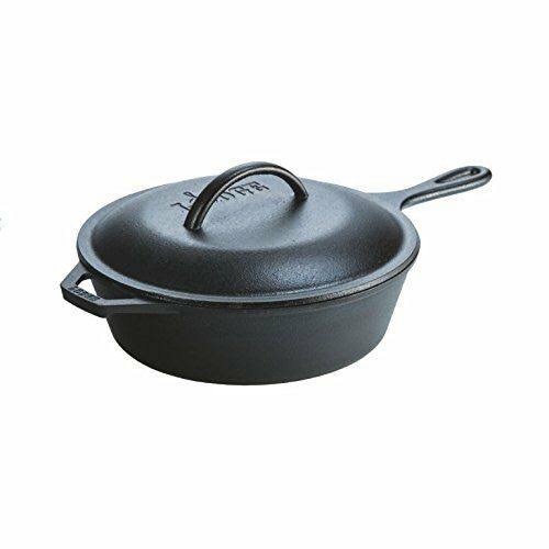 Lodge L8CF3 Cast Iron Covered Chicken Fryer, Pre-Seasoned, 3-Quart, Black