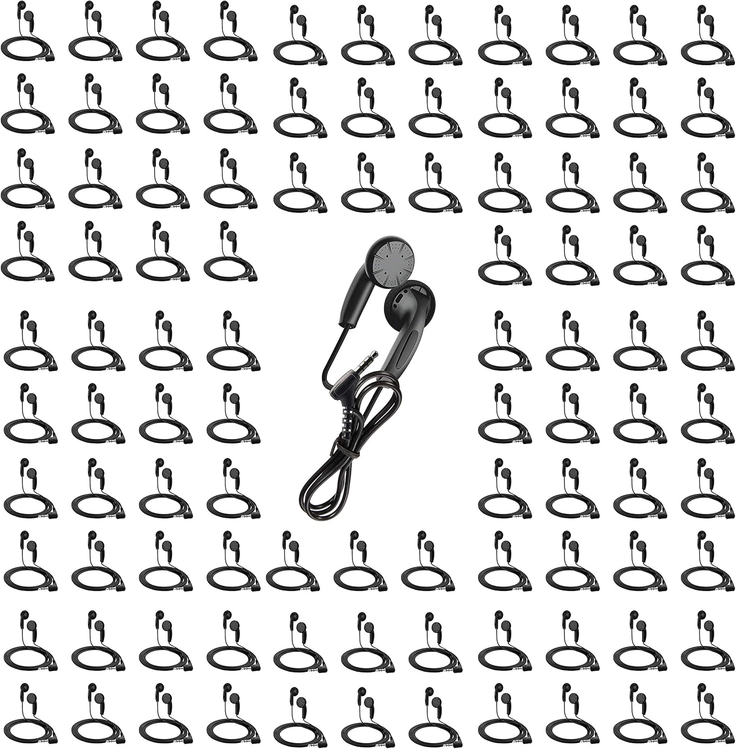 Everyday Wholesale Lots Black Earbuds Bundle Bulk in-Ear Earphones 124 Pack Pack of 2