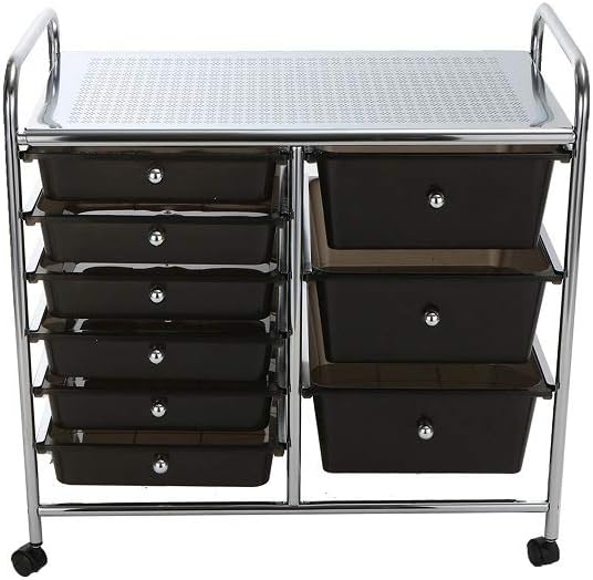 Mind Reader Storage Drawer Rolling Utility Cart, 9 Drawer Organizer, Black Pack of 2