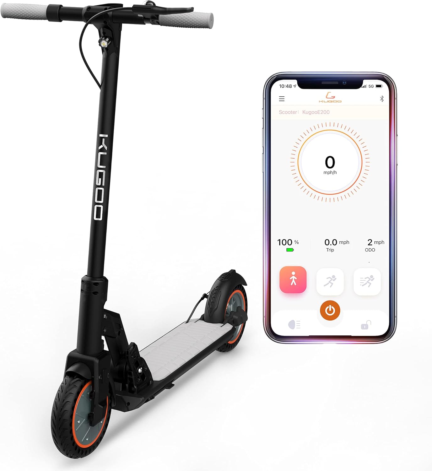 KUGOO Electric Scooter, 350W/15.5 MPH Pro Scooter, Electric Scooter for Adults, Scooter with Foldable Frame & Handle Bar, 8 Inches Inflation-Free Tires, Grey and Black
