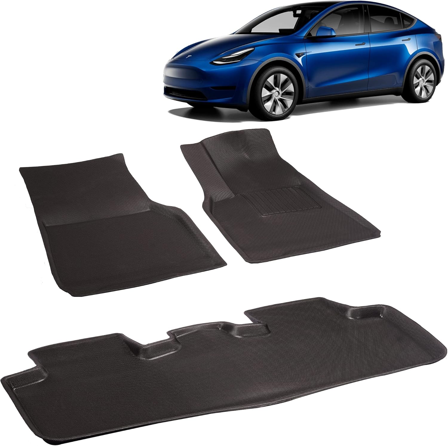 ROSON Floor Mats Fit for 2021 2022 Tesla Model Y, 3D All-Weather Anti-Slip Waterproof Full Cover Floor Liners Accessories (3 Pieces/Set)