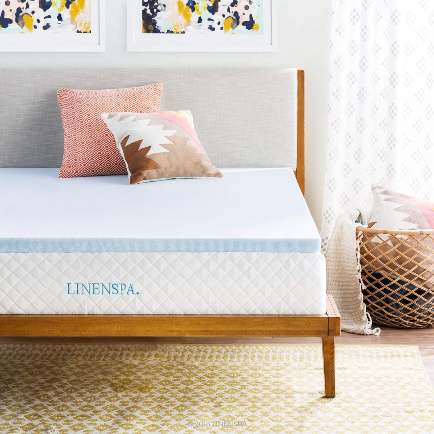 Linenspa 3 Inch Gel Infused Memory Foam Queen Mattress Topper Pack of 2