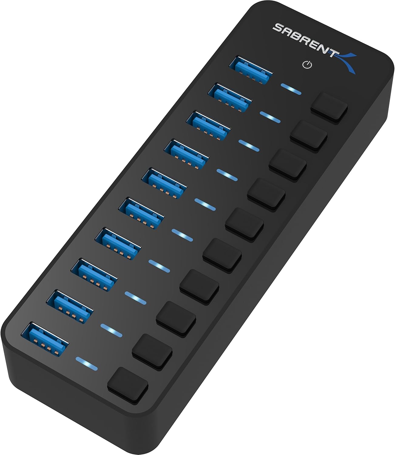 Sabrent 10-Port 60W USB 3.0 Hub with Individual Power Switches and LEDs Includes 60W 12V/5A Power Adapter (HB-BU10) Pack of 2