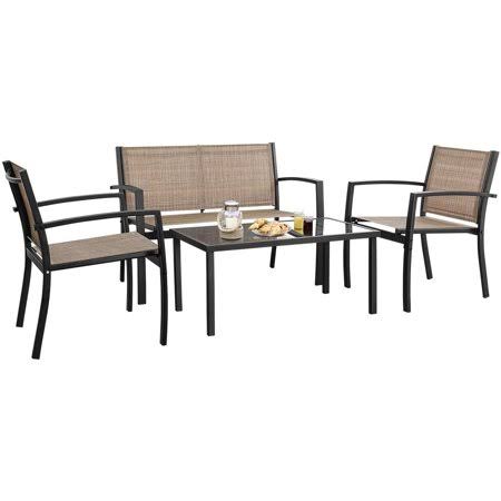Walnew 4 Pieces Patio Indoor Furniture Outdoor Furniture Outdoor Set Textilene Bistro Set Modern Conversation Set Black Bistro S