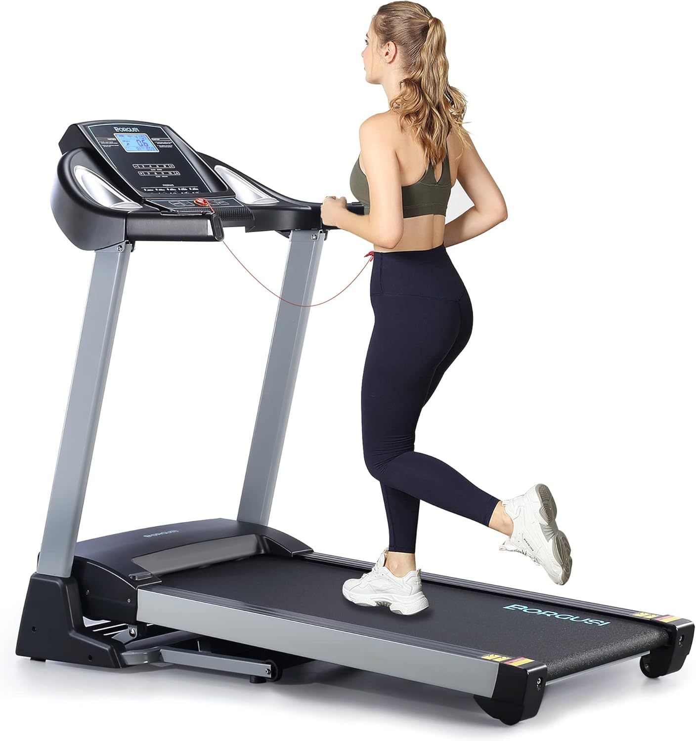 BORGUSI Treadmill with 15% Auto Incline and Bluetooth Speaker, 3HP Folding Electric Treadmill Up to 10MPH Speed Running Machine with 20