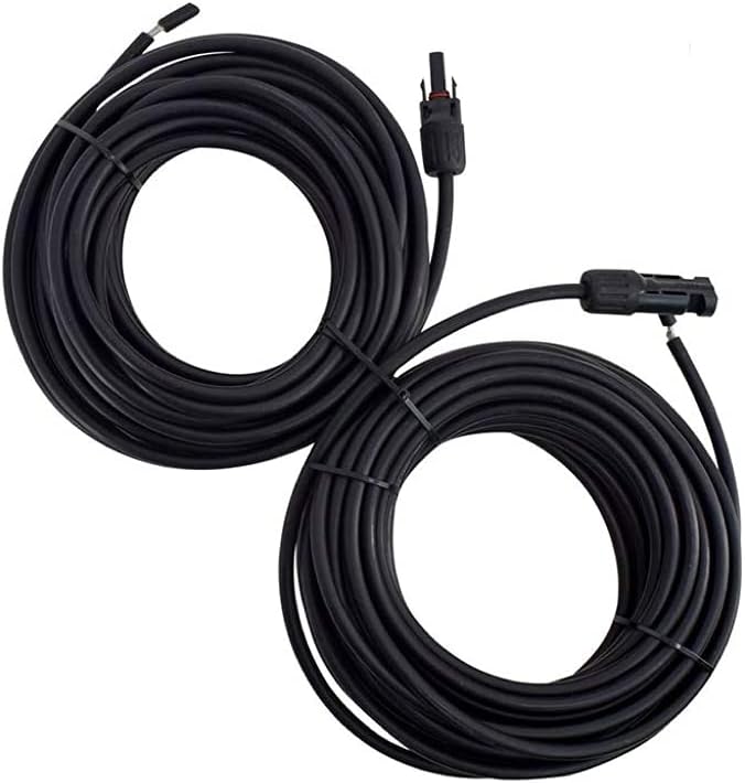 Renogy 30FT 10AWG Male&Female Extension Cables Solar Panel and Controller Connector Adaptor Wire, Black