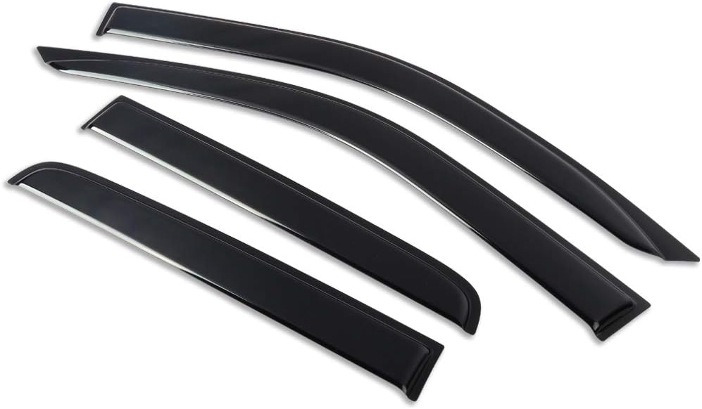 Srevor Rain Guards Vent Visors Side Window Deflectors Dark Smoke 4-Piece Set for 2009-2018 Dodge Ram 1500 Quad Cab Pack of 2