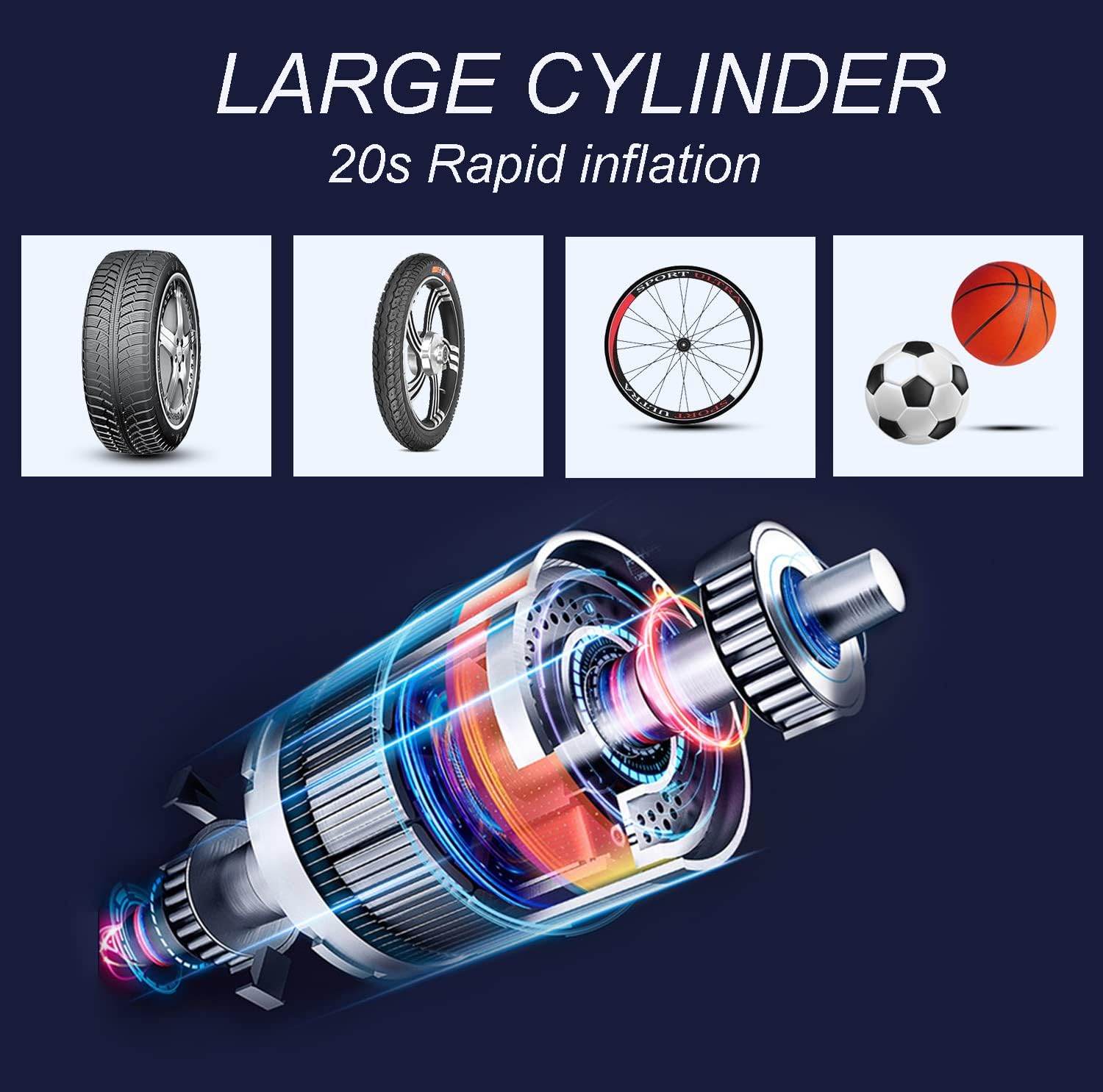 Tire Inflator Portable Air Compressor for Car Tire, ProttyLife Air Pump for Car Tire with 6000mAh Battery Bike Pump Electric Battery Powered, 150PSI Auto Shut-Off with LED Light (Large) Pack of 2