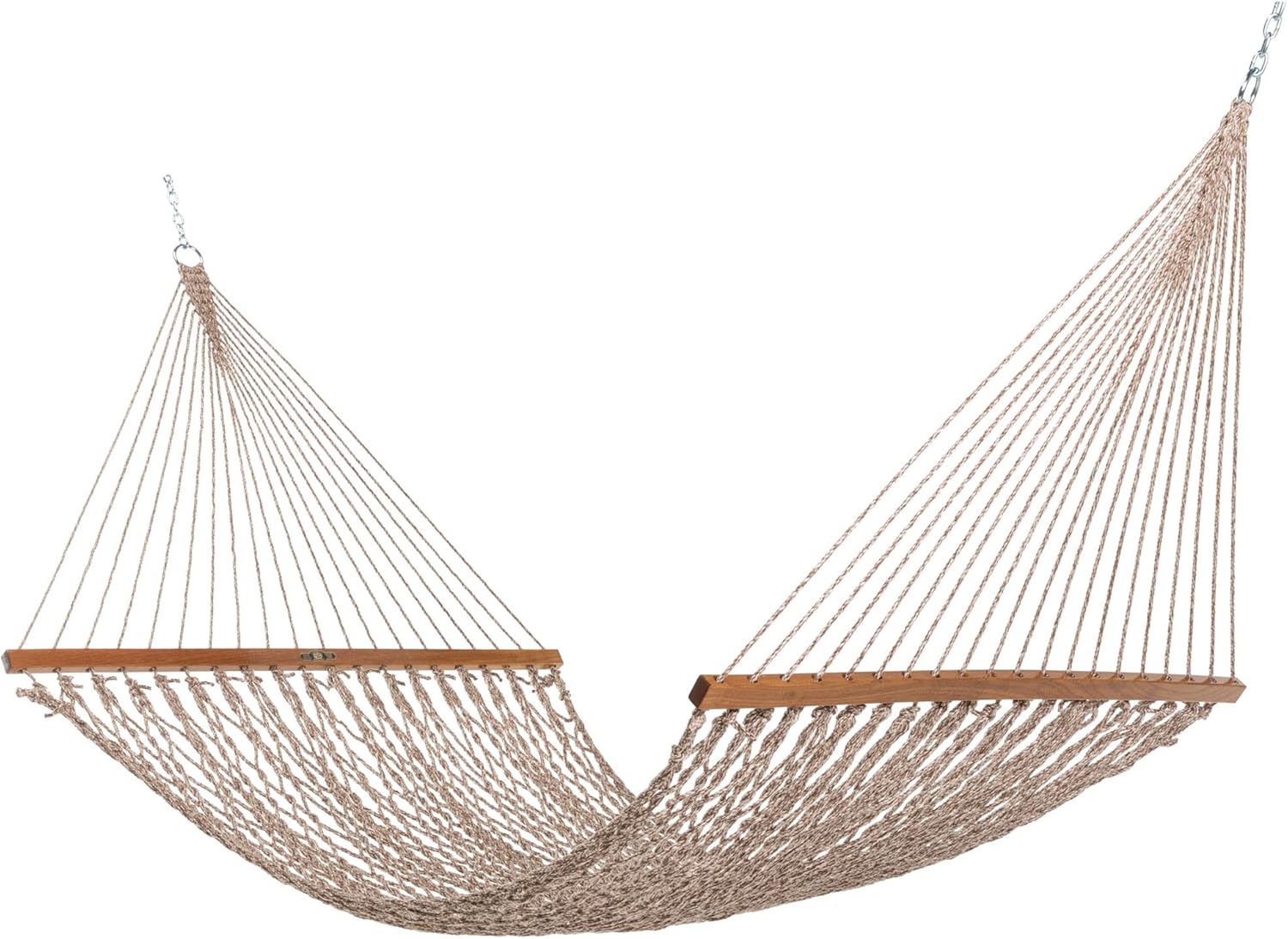 Original Pawleys Island 12DCMDW Single Meadow Duracord Rope Hammock with Free Extension Chains & Tree Hooks, Handcrafted in The USA, Accommodates 1 Person, 450 LB Weight Capacity, 12 ft. x 50 in.