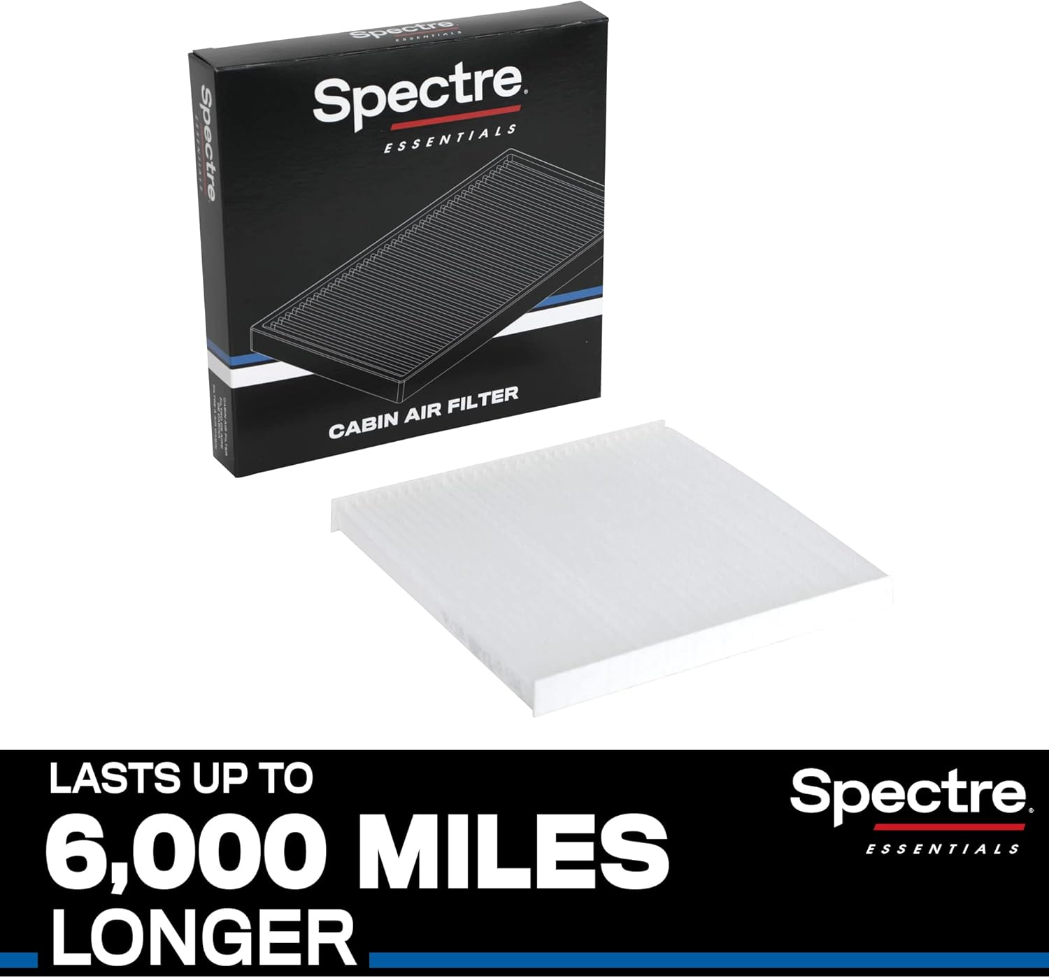 Spectre Essentials Cabin Air Filter: Premium Cabin Filter, Lasts Up To 6,000 Miles Longer: Compatible with Select 2003-2021 TOYOTA/DODGE/PONTIAC (Tacoma, Dart, Vibe), SPC-2005
