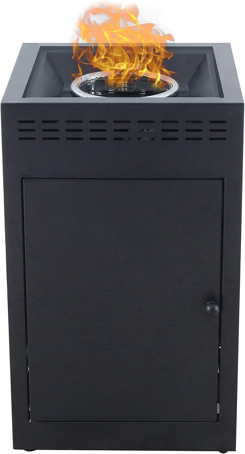 Mōd Furniture FLAME1PCFP Flame 40,000 BTU Column Fire Pit, Black