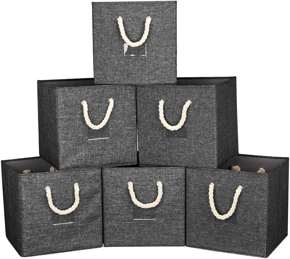 HSDT Gray Foldable Polyester Fabric Storage Bins Cube Organizers,13x13x13inch,for Organizing The Clutter In The Home or Office,Set of 6,Q-ST-56-6 Pack of 2