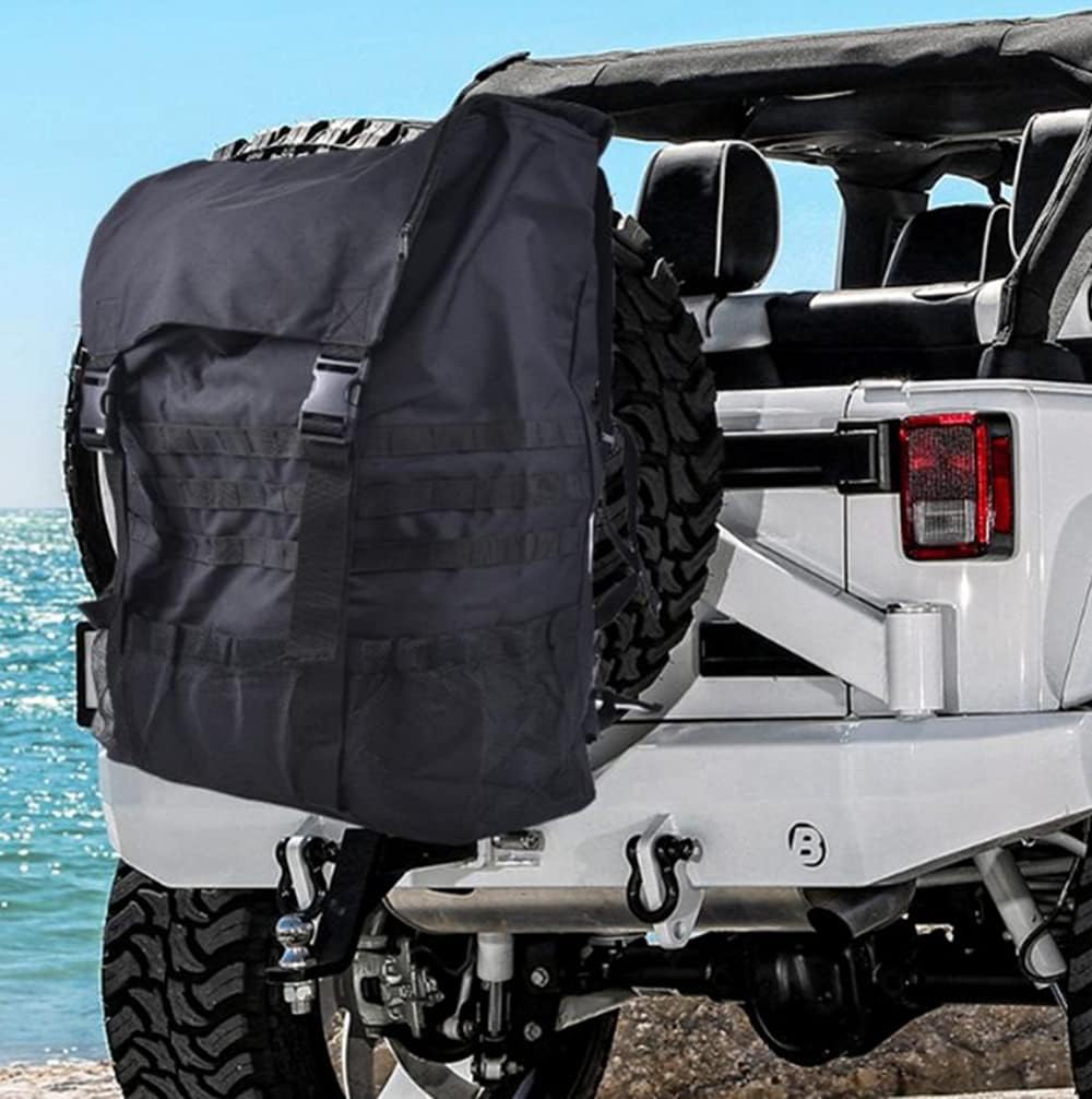 Spare Tire Trash Bag, Off-Road Rear Wheel Storage Organizer Car Gear Backpack Accessories for Wrangler JL JLU JK JKU SUV Truck, Fits 30