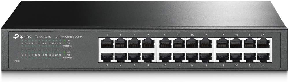 TP-Link 24 Port Gigabit Ethernet Switch | Desktop/ Rackmount | Limited Lifetime Protection | Plug & Play | Shielded Ports | Sturdy Metal | Fanless Quiet | Traffic Optimization | Unmanaged (TL-SG1024S)