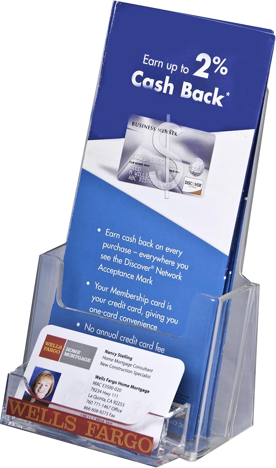 Clear-Ad - Acrylic Trifold Brochure Holder with Business Card Pocket - Rack Card Display - Pamphlet Stand - LHF-P100 (Pack of 12) Pack of 2