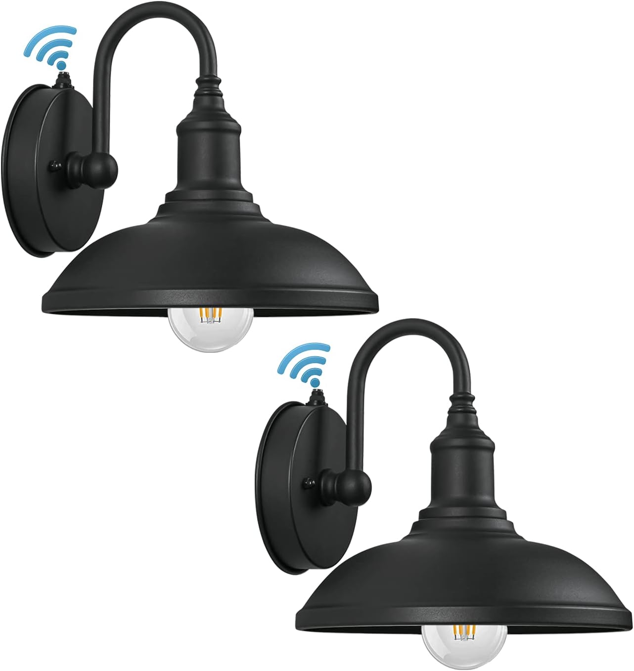 Sensor Dusk to Dawn Outdoor Light Fixtures Wall Mount,Waterproof,Anti-Rust,Sand Black Barn Light Gooseneck for Entryway Garage,Porch,Yard,Outside,House Deck Porch Patio,2-Pack