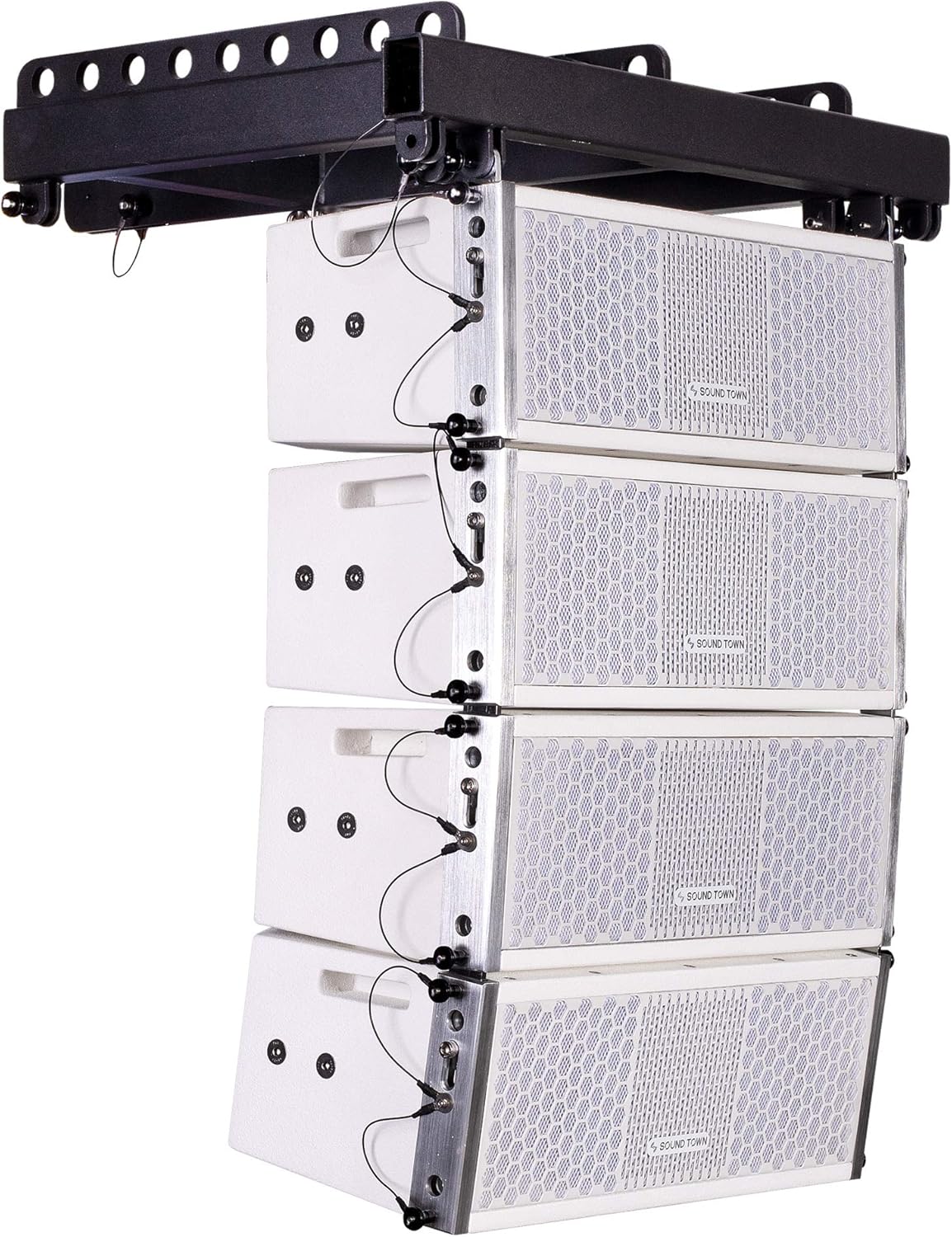 Sound Town ZETHUS Series Line Array Speaker System with Four White Compact 2 X 5-inch Line Array Speakers, White