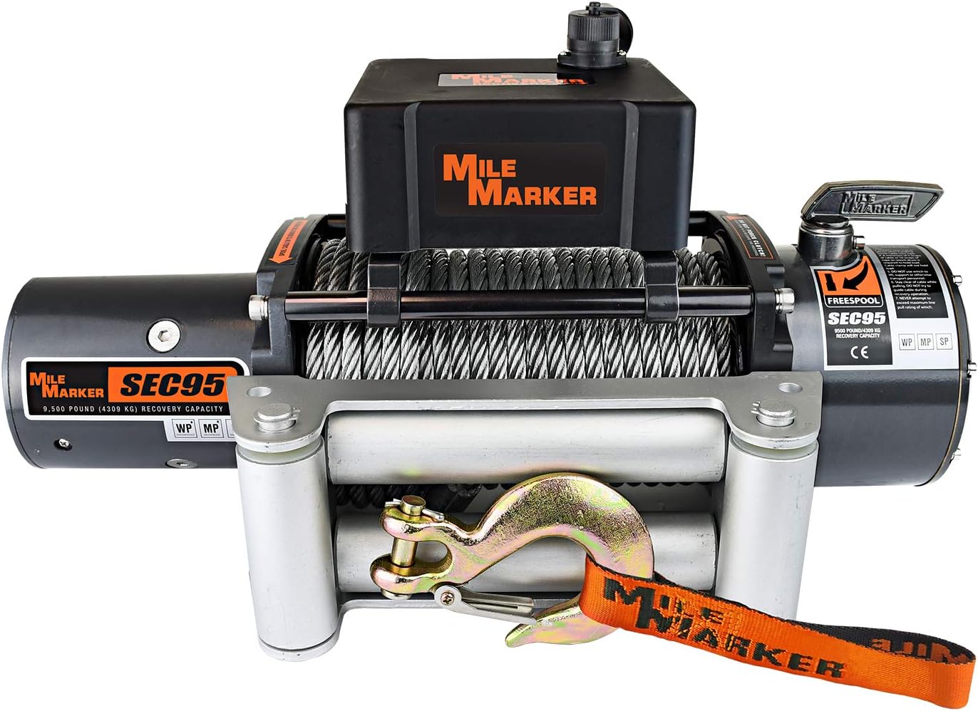 Mile Marker 76-50246BW SEC9.5(ES) Truck/Jeep/SUV Element Sealed Electric Winch - 9,500 lb. Capacity, 1 Pack, Steel Cable