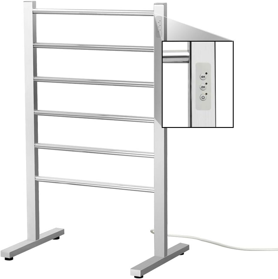 SHARNDY Portable Electric Towel Warmer ETW78-1 Freestanding Drying Rack for Home Bathroom Stainless Steel Polish Chrome, 6 Bars, 65W