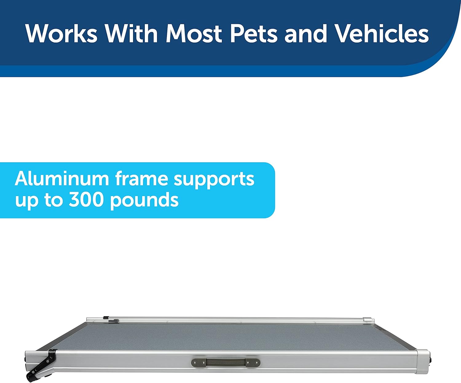 PetSafe Happy Ride Extra Long Telescoping Dog Ramp - Portable Pet Ramp - Great for Cars, Trucks and SUVs - Durable Aluminum Frame Supports up to 300 lb - Side Rails and High Traction Surface Design