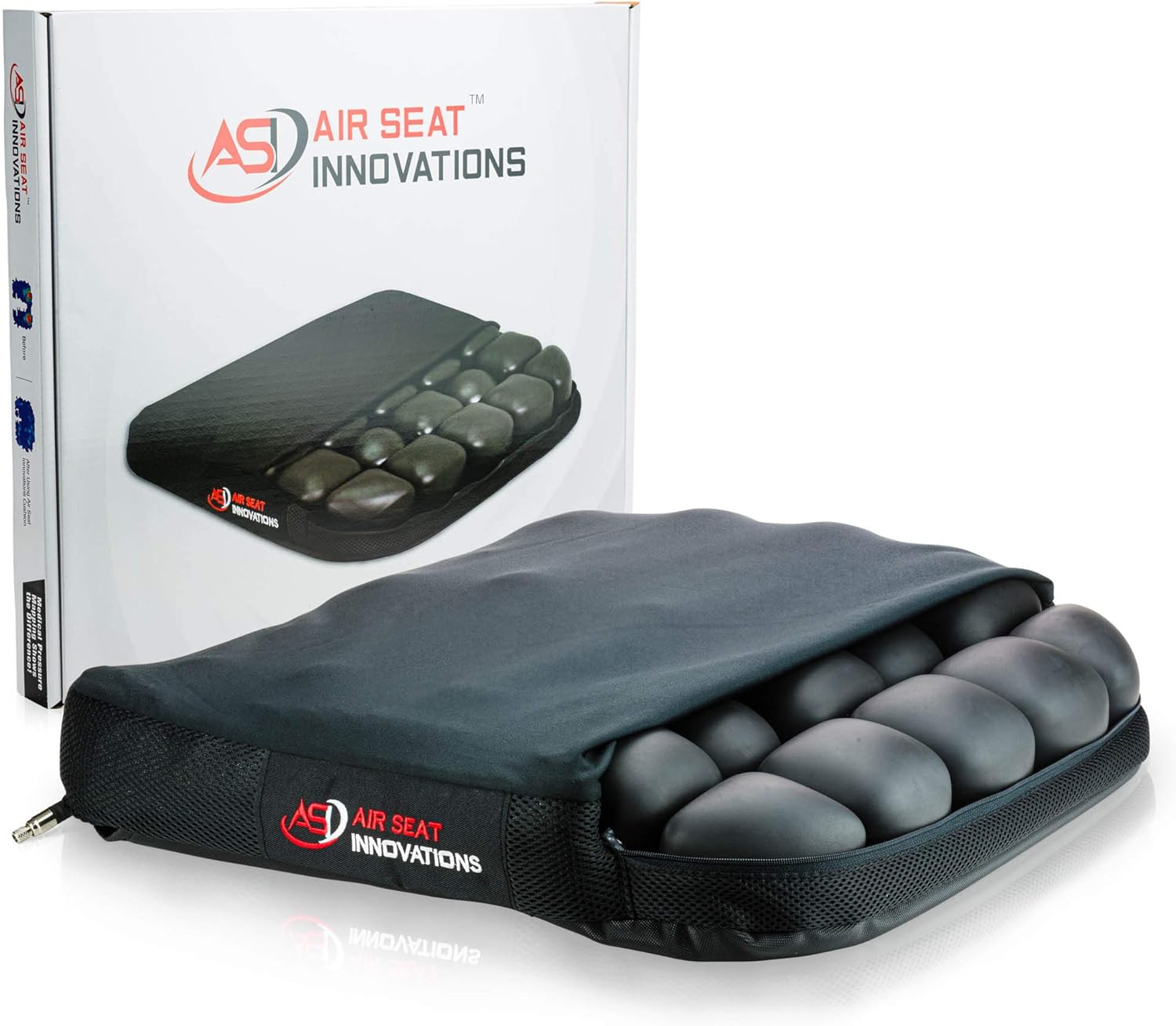 Air Seat Innovations Seat Cushion: Office Chair, Wheelchair, Car or Truck Driver Seat Pad - Lower Back, Coccyx and Sciatica Pain Relief, 18&rdquo; x 16&rdquo;