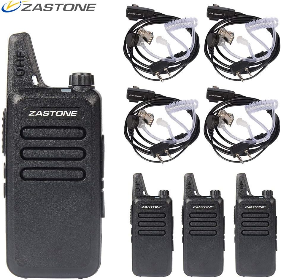Zastone X6 Rechargeable Long Range Two-Way Radios with Earpiece 2 Pack 3W 16-Channel UHF Walkie Talkies Pack of 2