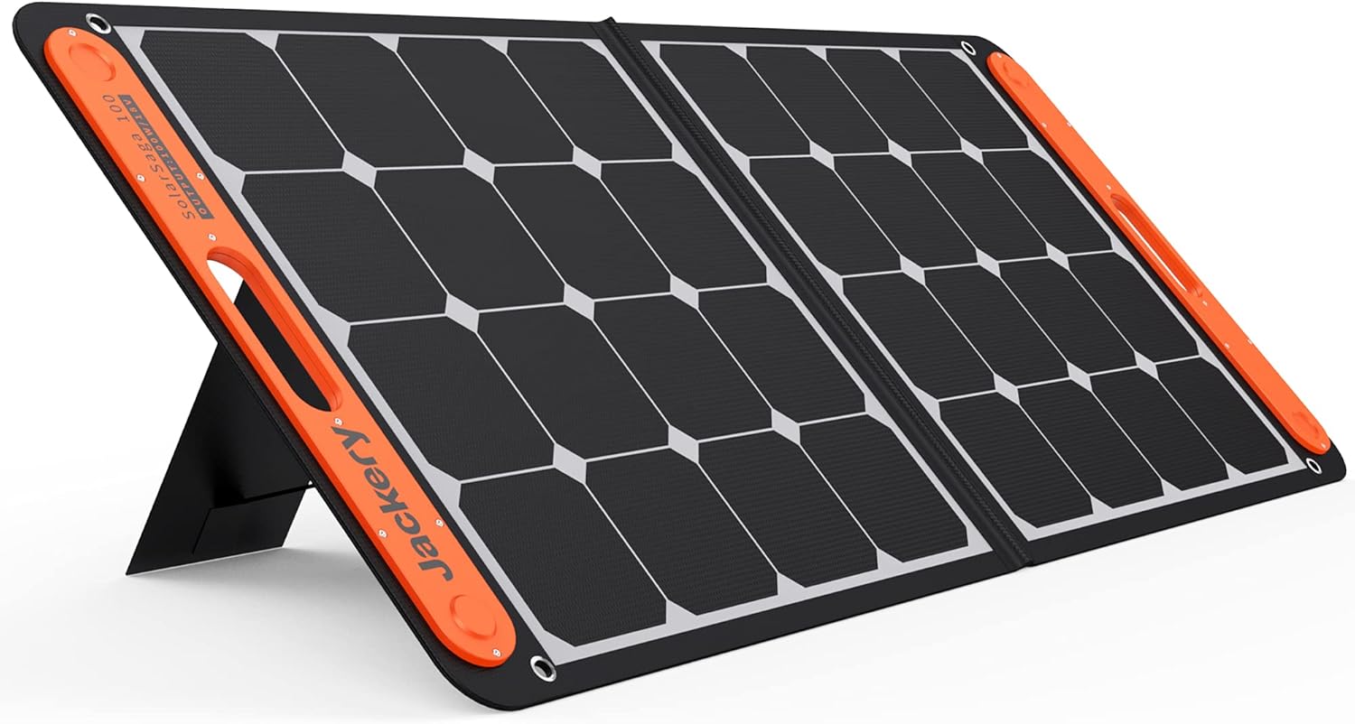 Jackery SolarSaga 100X Portable Solar Panel for Explorer 240/300/500/1000/1500 Power Station, Foldable PERC Solar Cell Solar Charger with USB Outputs for Phones (Can't Charge Explorer 440/ PowerPro)&hellip;