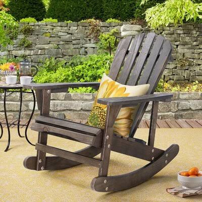 Leila Solid Wood Rocking Adirondack Chair Freeport Park Frame Color: Brown