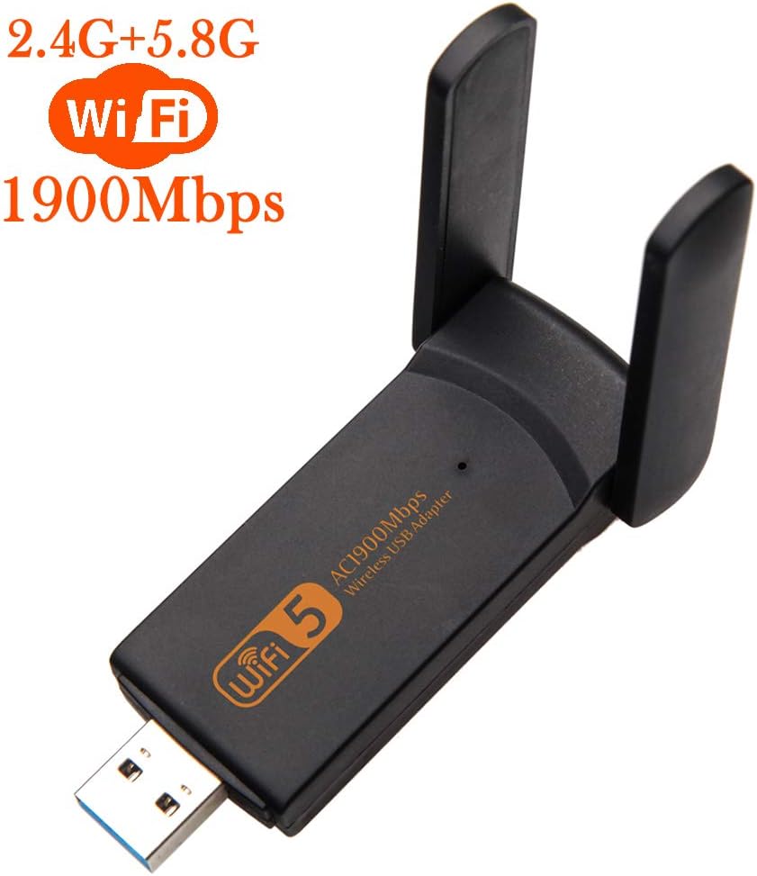 XVZ USB WiFi Adapter, 1900mbps Dual Band 2.4G/ 5G Wireless Adapter, Mini Wireless Network Card WiFi Dongle for Laptop/Desktop/PC, Support Windows10/8/8.1/7 Pack of 2