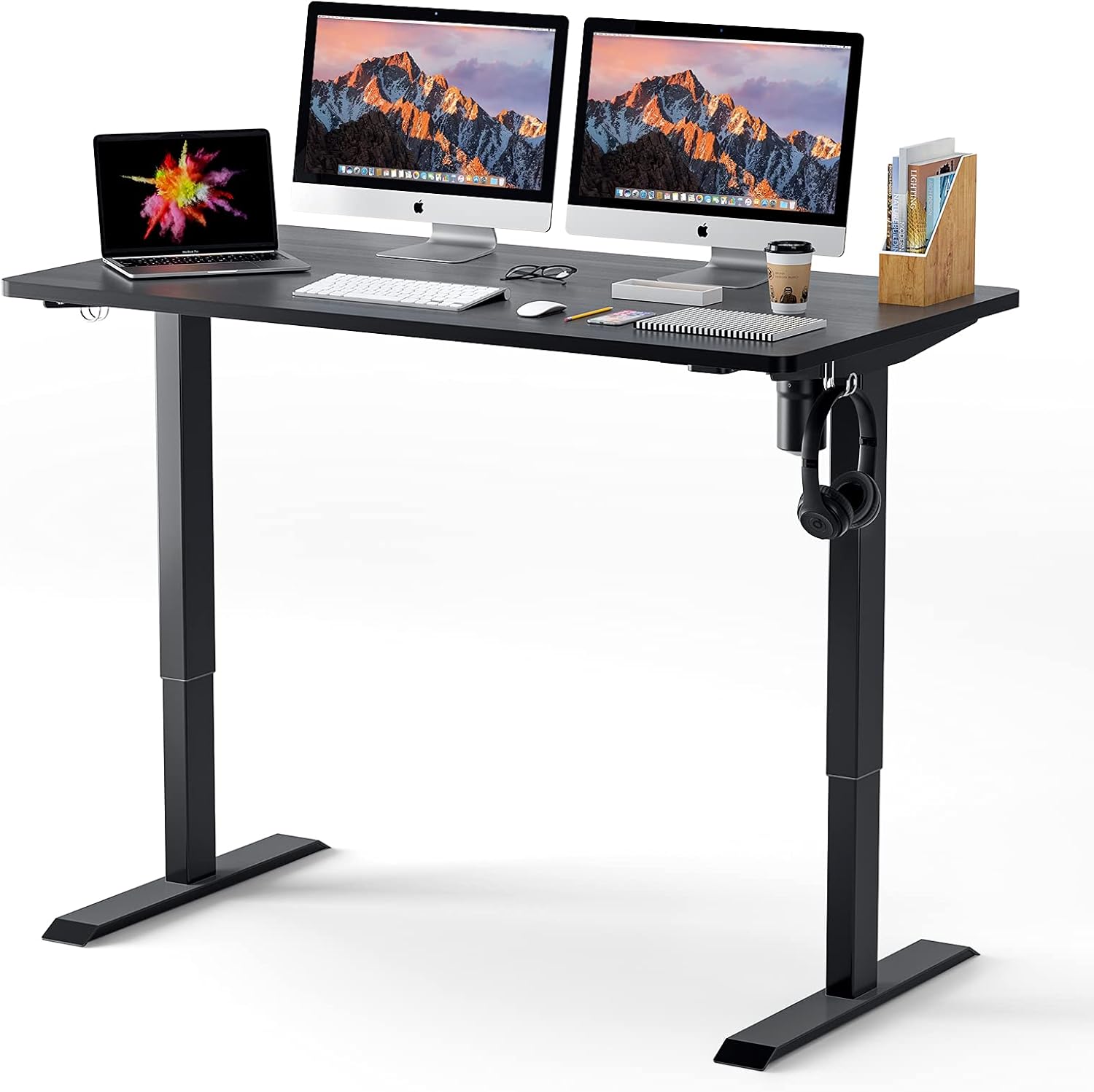 Electric Standing Desk, 52 x 28 Inches Whole Piece Desktop, Quick Assembly, Ultra-Quiet Adjustment, Stand Up Desk Black HOD1A