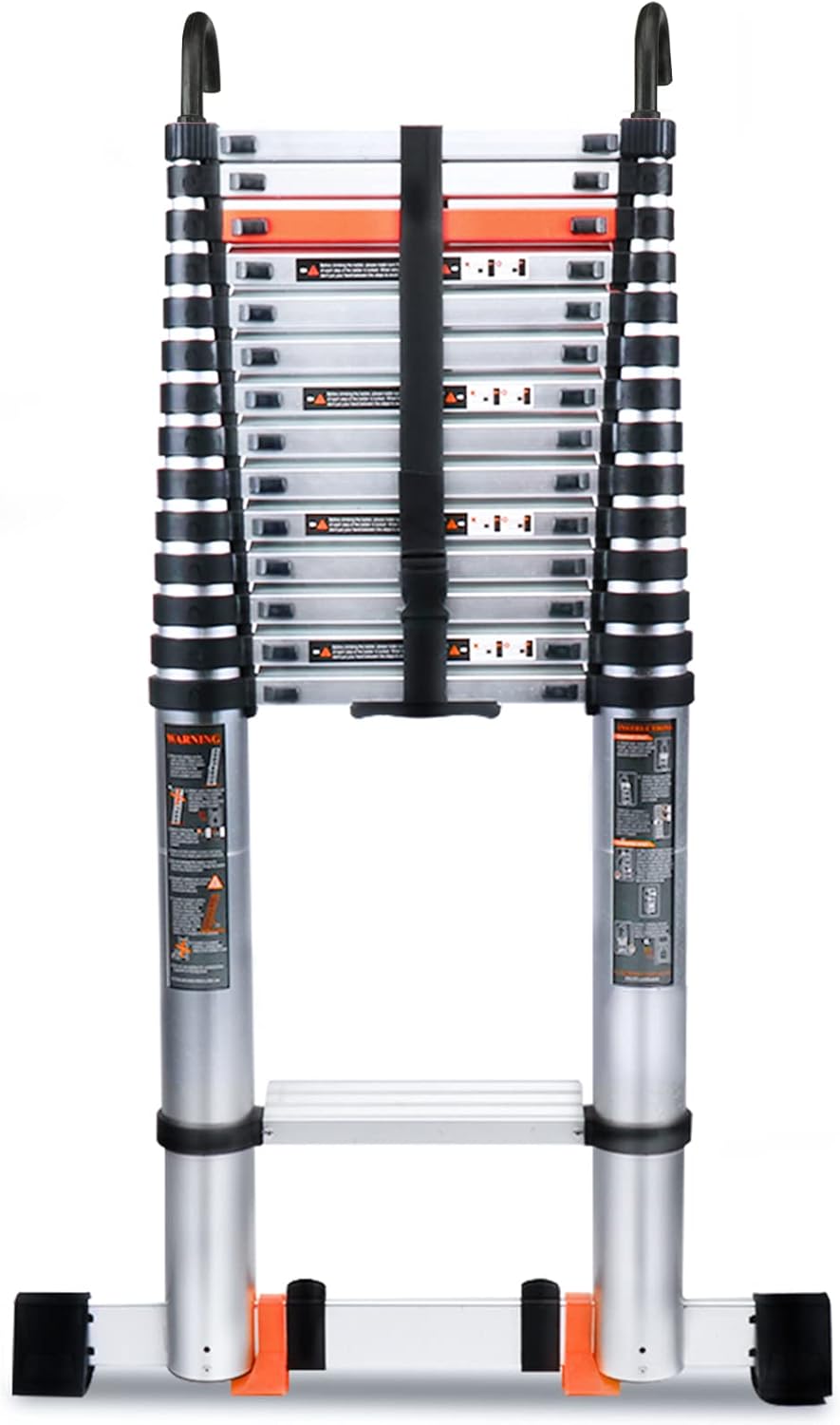 Kingdely 18.5FT Telescoping Ladder, Aluminum Collapsible Extension Ladder with Stabilizer Bar, Hooks and Nonslip Design, Multi-Purpose Telescopic Ladders Compact Ladder,Up to 330 LBS
