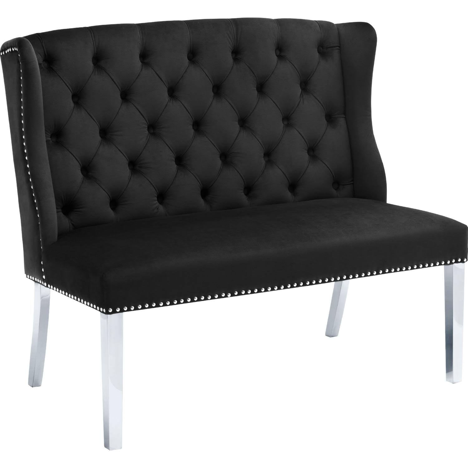 Meridian Furniture Black Velvet Suri Settee Bench - 810black