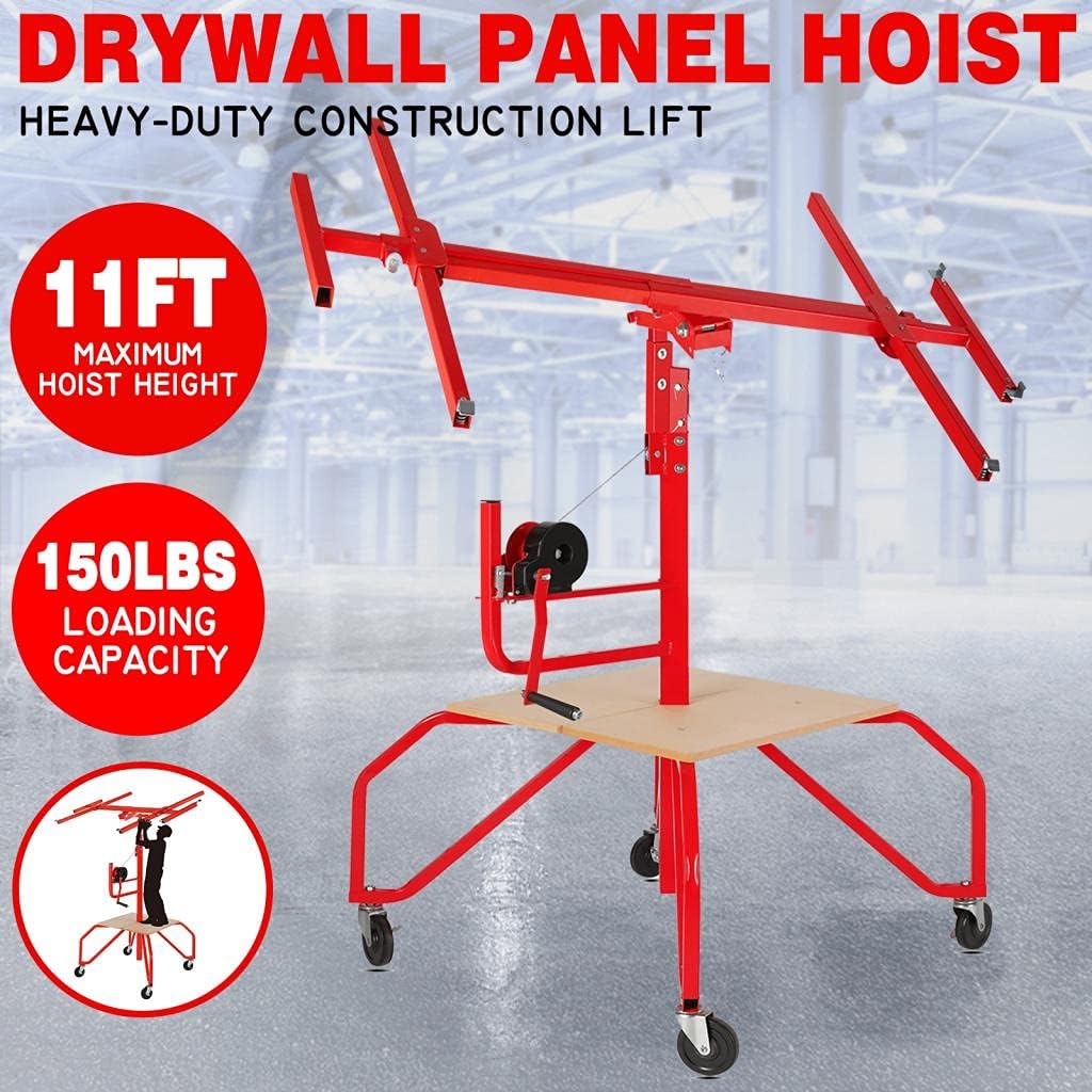Idealchoiceproduct Drywall Lift Rolling Panel Hoist Jack Lifter Construction Caster Wheels Lockable Tool (11FT)