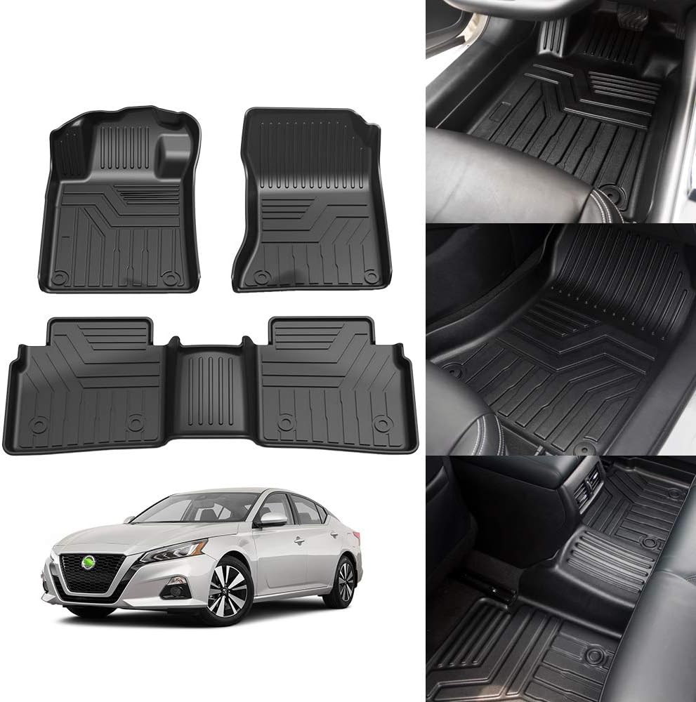 KUST All Weather Floor Mats for Nissan Altima 2019 2020 2021 2022 Custom Fit Floor Carpet Liners Front & Rear 2 Row Seat TPE Black Liner