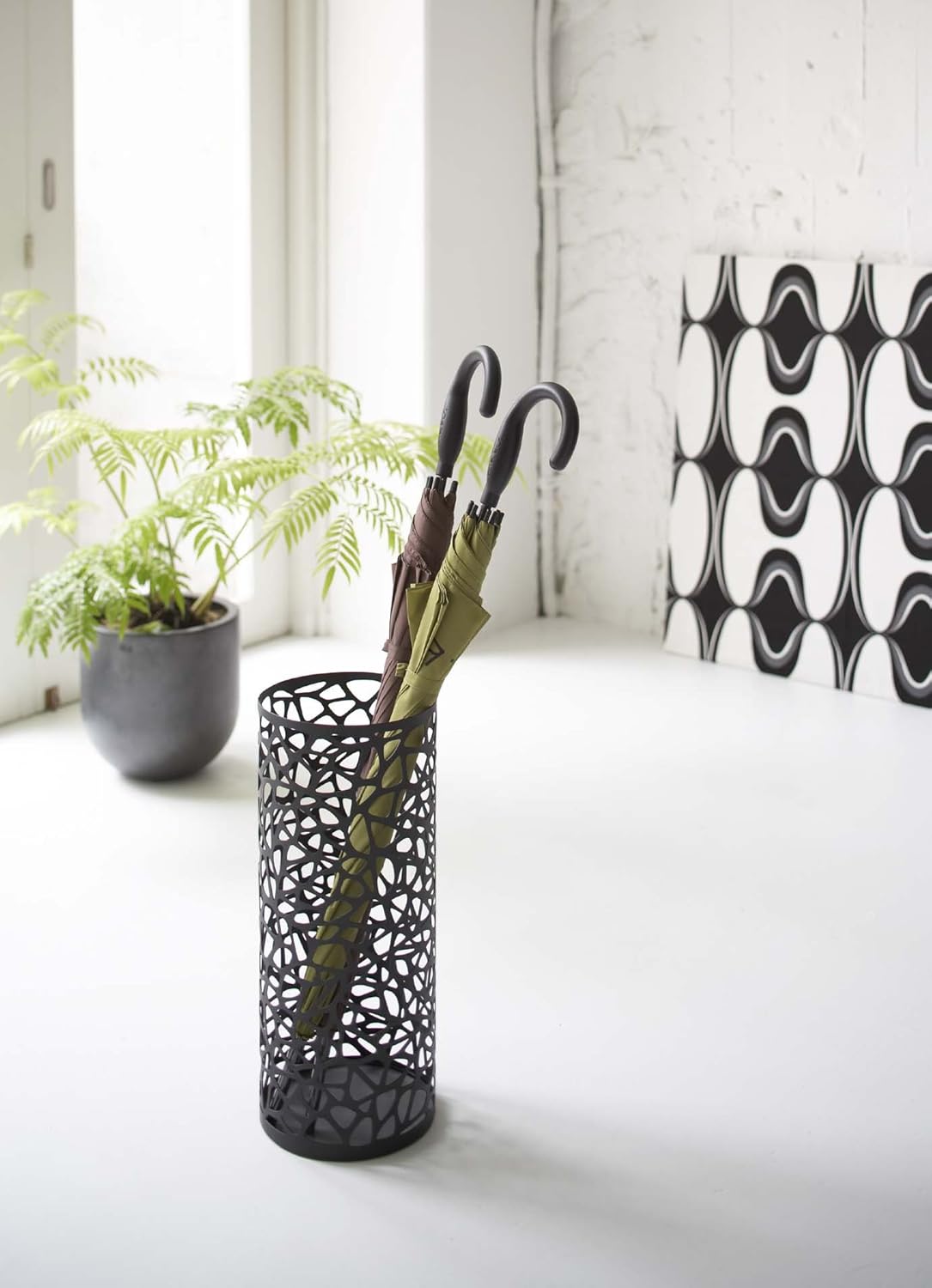Yamazaki Home Bird's Nest Slim Freestanding Umbrella Stand, Small, Black