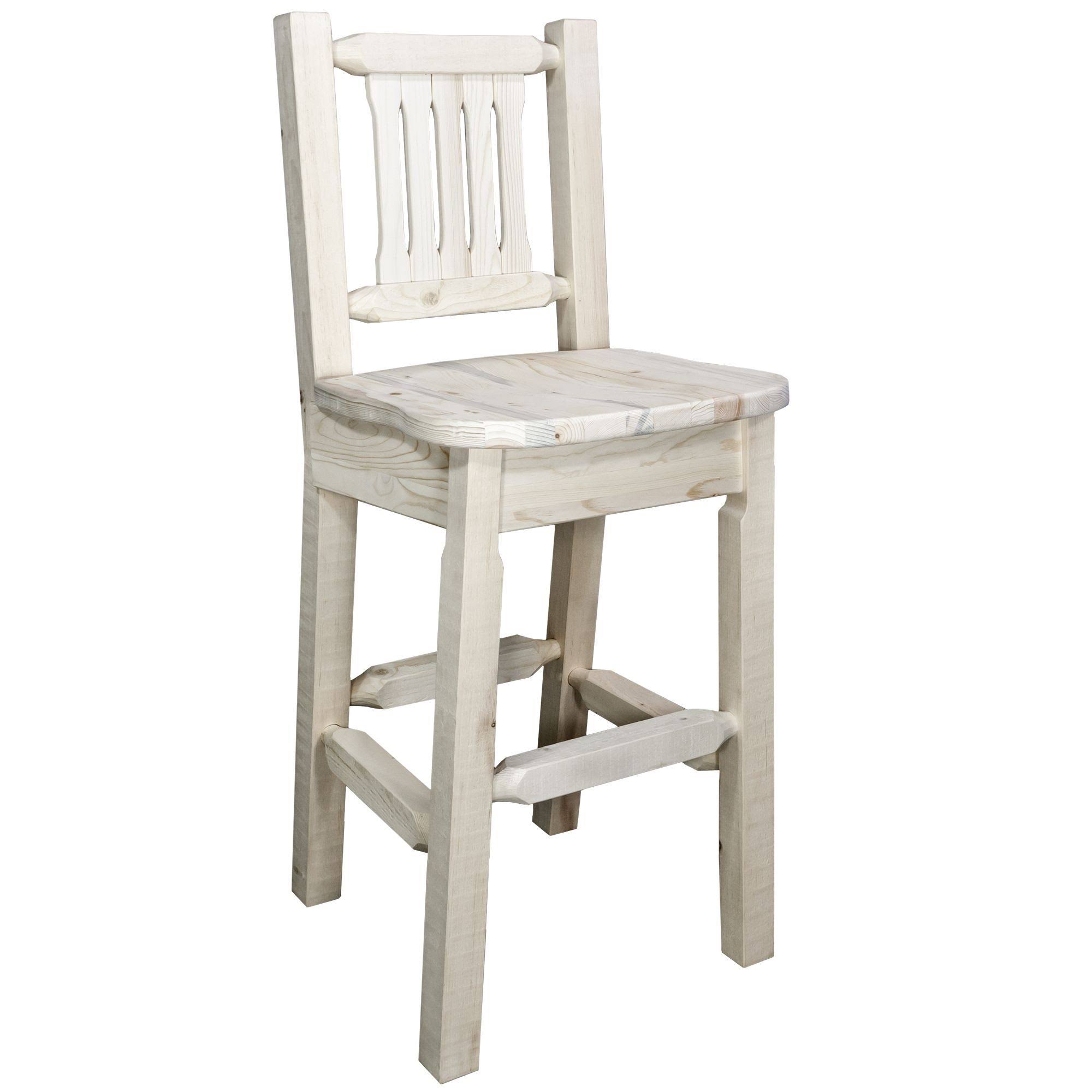 Montana Woodworks MWHCBSWNRV24 Homestead Collection Counter Height Barstool with BACK, Clear Lacquer