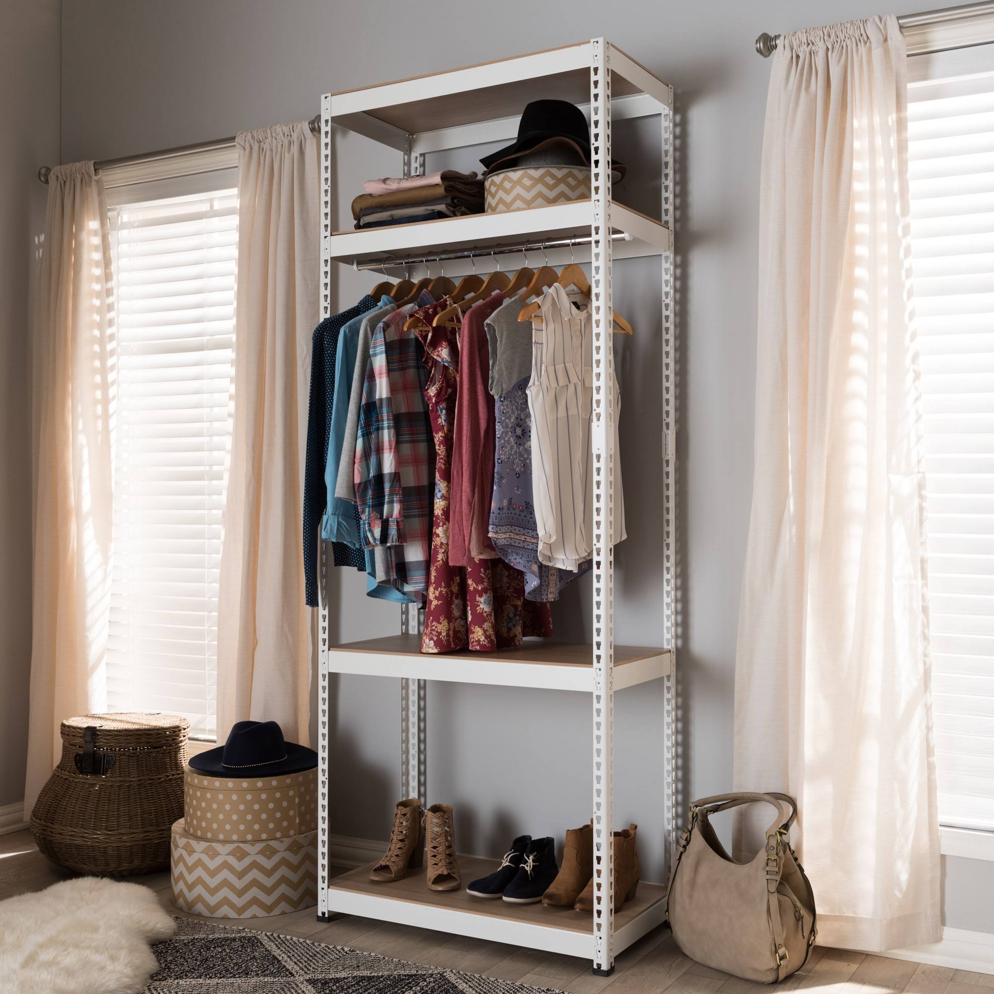 Baxton Studio Metal 4-Shelf Closet Storage Racking Organizer by, White