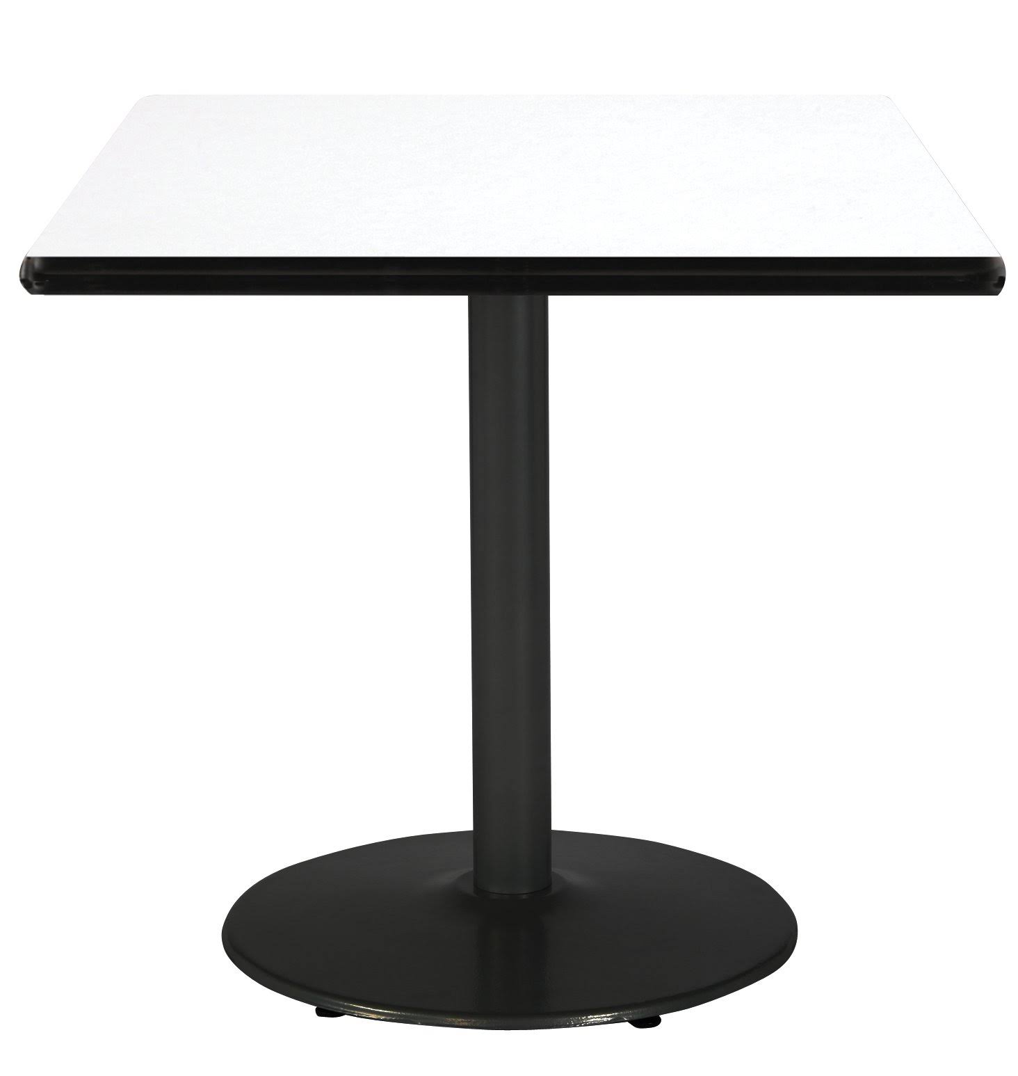 KFI 36x22 Square Breakroom Table with Crisp Linen Top Round Black Base