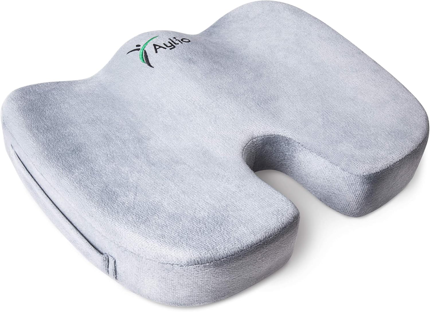 Aylio Coccyx Orthopedic Comfort Foam Seat Cushion for Lower Back, Tailbone and Sciatica Pain Relief (Gray)